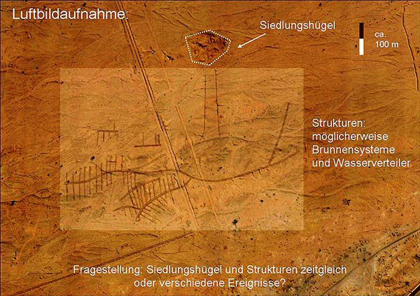 Luftbildaufnahme im Bereich des Tall Hujayrat al Ghuzlan bei Aqaba