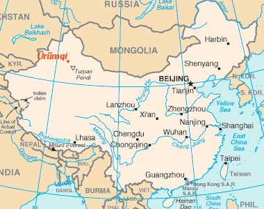 Map with Urumqi